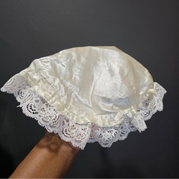 Jessica McClintock Satin Lace Trim Bridal Cap Prairie Muffin Prayer Victorian - Picture 1 of 8